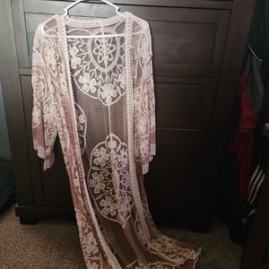 Light pink and lace Kimono